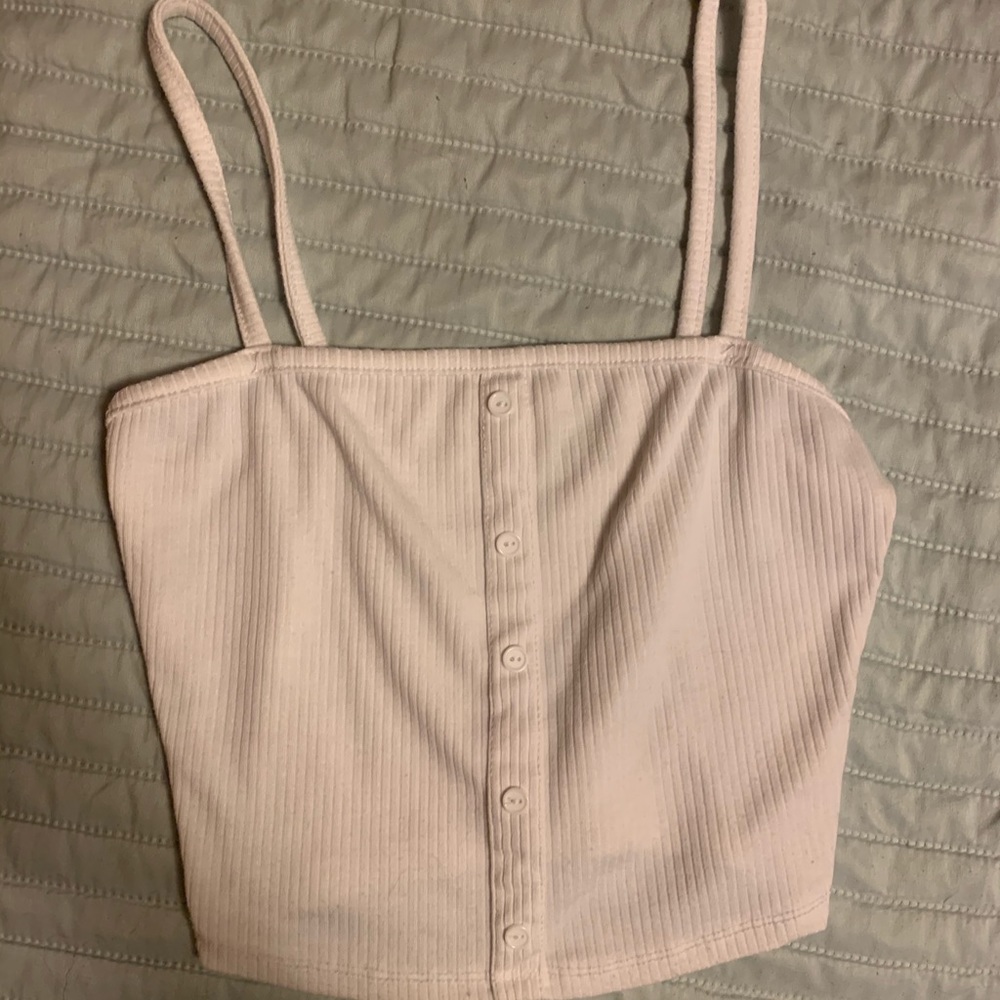 White, Spaghetti strapped white crop top